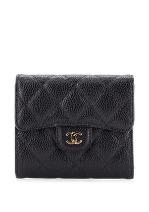 CHANEL Pre-Owned CC Compact Classic Flap Wallet Quilted Caviar small wallets - Black