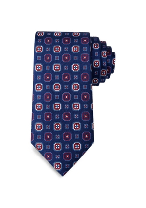 Bona Furtuna geometric-print silk tie - Blue