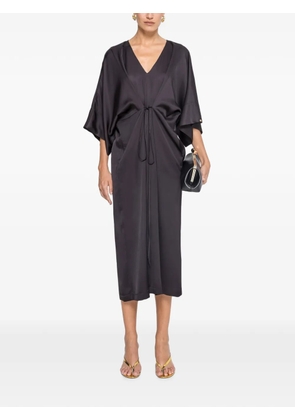 NISSA drawstring viscose midi dress - Black