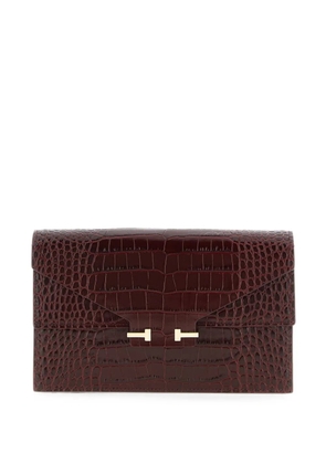 TOM FORD Aube crocodile-effect clutch bag - Red