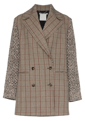 Stella McCartney double-breasted checked coat - Brown