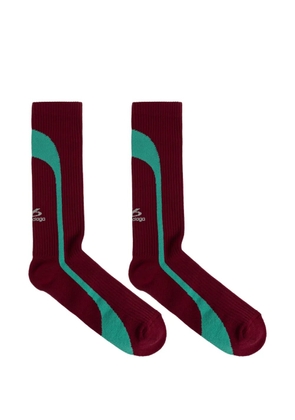 Balenciaga logo-print ribbed socks - Red