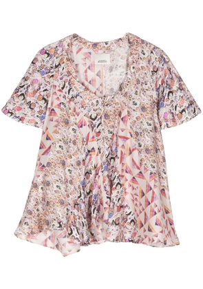 ISABEL MARANT Lamalia graphic-print flared top - Neutrals