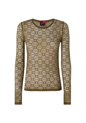 PINKO monogram-lace long-sleeve top - Green