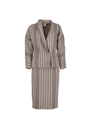 Versace Pre-Owned striped wool skirt suit - Brown