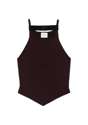 Courrèges ribbed logo-patch top - Purple