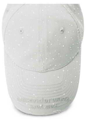 Alexander Wang crystal-embellished distressed baseball cap - Grey