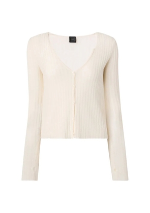 PINKO ribbed-knit V-neck cardigan - Neutrals
