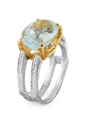 LB Exclusive open band aquamarine ring - Silver