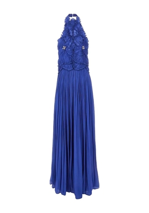 Costarellos pleated halter-neck maxi dress - Blue