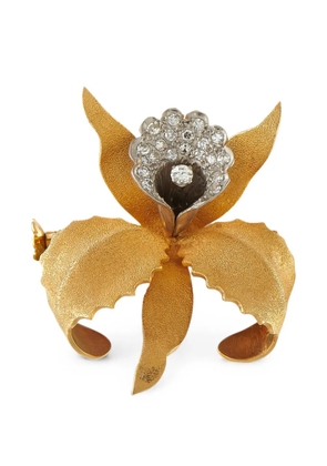 LB Exclusive diamond orchid earrings and brooch set - Gold