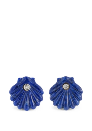 Mateo Venus carved lapis and diamonds shell earrings - Gold