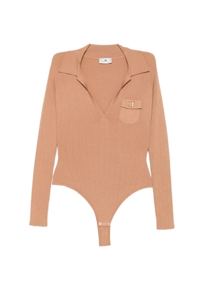 Elisabetta Franchi ribbed-knit logo-plaque sweater - Neutrals