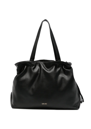 LIU JO logo-plaque gathered tote bag - Black
