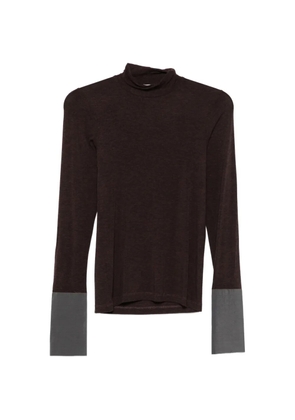 Alysi contrast-cuff high-neck sweater - Brown