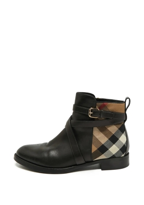 Burberry Pre-Owned check-detail ankle boots - Black
