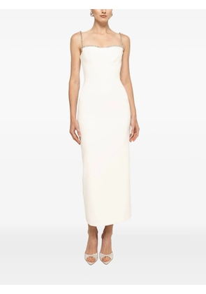 NISSA crystal-detail fitted midi dress - White