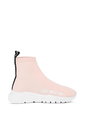 Moschino logo-print high-top sneakers - Pink