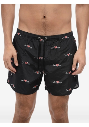 Neil Barrett Cupid-print drawstring swim shorts - Black