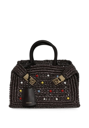 Ferragamo Hug bead-embellished tote bag - Brown