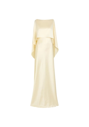 Heirlome maxi cape-effect satin gown - White