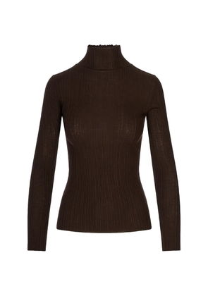 Agnona ribbed-knit scalloped-edge sweater - Brown