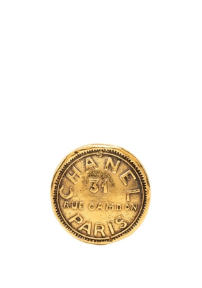 CHANEL Pre-Owned 1970-1980 CC Gold Plated 31 Rue Cambon Brooch costume brooch