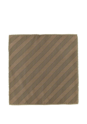 Brunello Cucinelli chevron-pattern silk pocket square - Brown