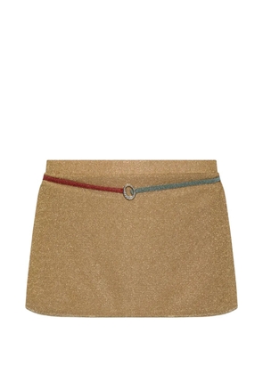 Oséree lurex-detail belted mini skirt - Gold