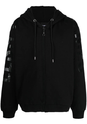 LES HOMMES logo-print zip-up hoodie - Black