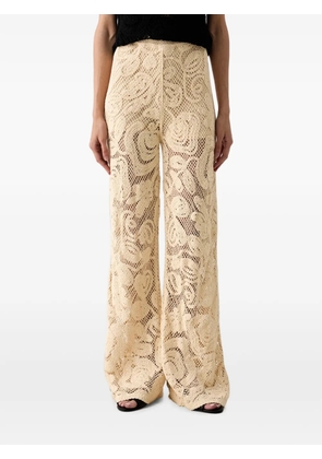 Benetton crochet-knit wide-leg trousers - Neutrals