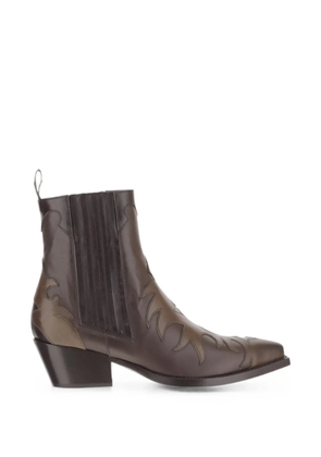 Sartore decorative-stitching leather ankle boots - Brown