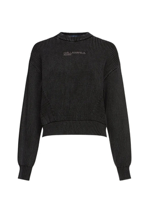 Karl Lagerfeld Jeans logo-embroidered ribbed-knit sweater - Black