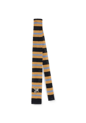 ETRO knit silk tie with stripes and Pegaso - Black