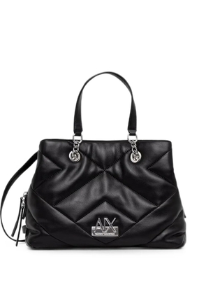 Armani Exchange quilted logo-plaque tote bag - Black