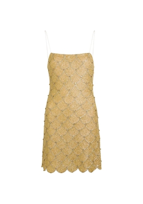alice + olivia Nina bead-embellished scalloped mini dress - Gold
