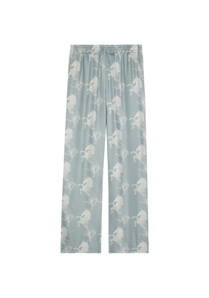 Stella McCartney horse-print drawstring silk trousers - Blue