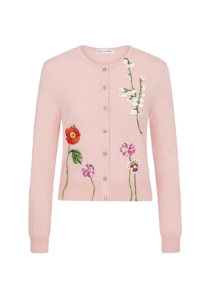 Oscar de la Renta botanical threadwork-embroidered cardigan - Pink