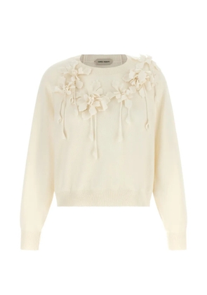 Alberta Ferretti floral-embroidered pendant-detail sweater - Neutrals