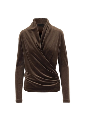 F.It velvet-effect draped T-shirt - Brown
