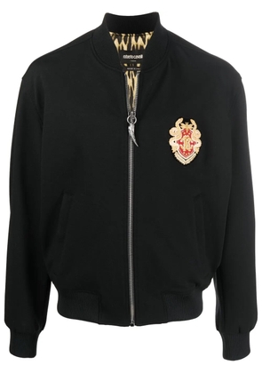 Roberto Cavalli logo-patch bomber jacket - Black