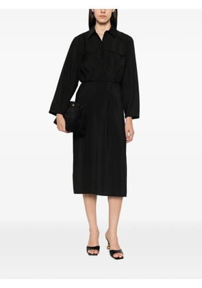 Patrizia Pepe long-sleeve shirt midi dress - Black