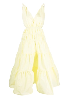 Maje cut-out tiered dress - Yellow