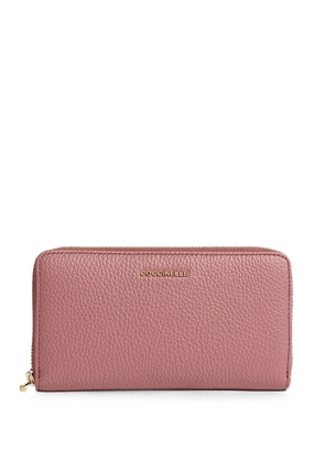 Coccinelle large Metallic grained leather wallet - Pink