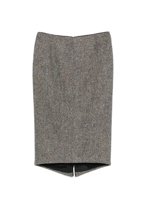 Nº21 herringbone-pattern side-slit skirt - Grey