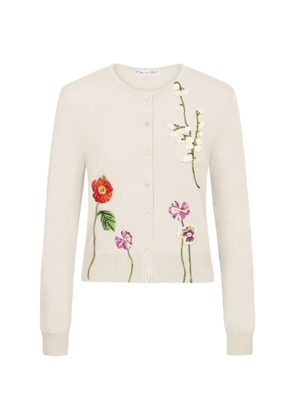 Oscar de la Renta botanical-threadwork cardigan - Neutrals