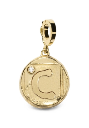 Azlee diamond initial coin pendant - Gold