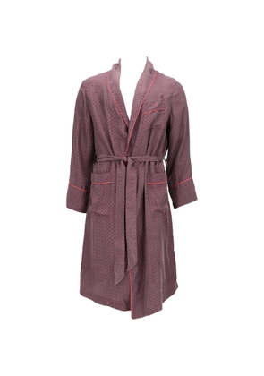 Isaia geometric-print belted robe - Red