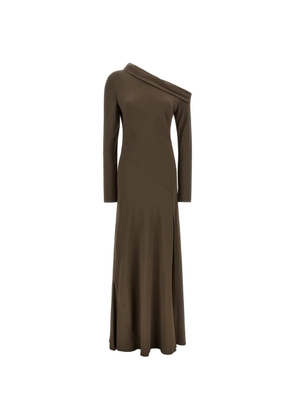 Alberta Ferretti one-shoulder asymmetrical dress - Brown