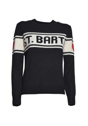 MC2 Saint Barth logo-intarsia heart-motif sweater - Black